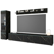 P & B Dnevni Regal Vera, Črna Marmorirana, 3-Delno, Led