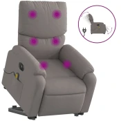 MAISON CHIC Električni masažni naslanjač - Relax naslanjač s funkcijo vstajanja taupe, (22042555)