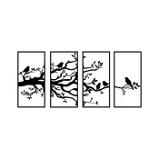 Wallity Zidna dekoracija Tree Branch And Birds 269.34x70cm, 4 komada, Crna