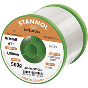 Stannol Stannol mehka spajkalna žica Kristall 611 v zlitini Flowtin TC Sn99Cu1 z 2\,5% pretoka 1\,0 mm na premeru 500 mm Stannol Kristall 611 Fairtin spajkalna žica\, neosvinčena neosvinčeni Sn99\,3, (20395517)