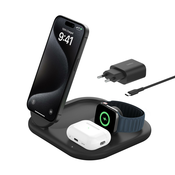 Belkin BOOST CHARGE™ Qi2 15W 3v1 magnetno stojalo za polnjenje, zložljivo, črno