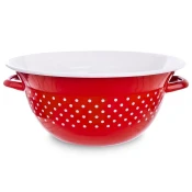 shumee TECKA rdeča emajlirana kuhinjska posoda s pikami 26 cm, 2,5 l