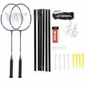 WISH Alumtec 4466 Komplet loparjev za badminton vijolične barve 2 kosa + puščice 3 kosi + mreža + črte želja
