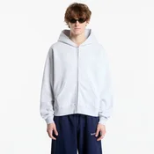 Mikina Sporty & Rich Serif Logo Embroidered Zip Hoodie UNISEX Heather Gray XL