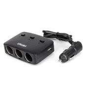 slomart AMiO Razdelilnik vtičnice avto vžigalnika (3x vtičnica, 2x USB-A, ON/OFF)