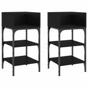 MAISON CHIC Dvo delni komplet Nočne omarice - Nočne mize črna 35x34,5x70 cm inženirski les, (21687114)