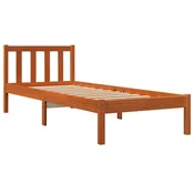 Vidaxl Posteljni okvir brez vzmetnice voščeno rjav 100x200 cm borovina