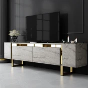 Hanah Home TV Komoda Yildiz, 180x50x30 cm, Sivo-Zlatne boje