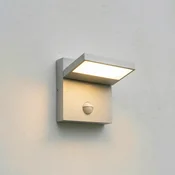 Lucande LED-stenna svetilka za zunanjo uporabo Silvan, kamnito siva, senzor, - Sodobni - siva, bela - Aluminij
