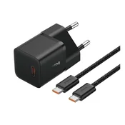 BASEUS GaN5 MINI 1C mrežni punjac, Type-C uticnica, 20W, GaN5 + Type-C kabel, CRNA P10110900113-00