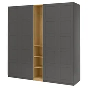 PAX/BERGSBO Garderobni sestav, temno siva temno siva/imitacija hrasta, 235x60x236 cm