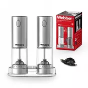 Webber MLINČEK ZA POPER IN SOL, ELEKTRIČNI BATERIJE, USB MLINČEK ZA SOL, 2 KOS