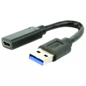 CABLEXPERT Adapter USB 3.1 A moški na Type-C ženski, 10 cm, črn