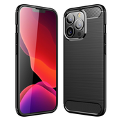 TPU gel ovitek Brushed Carbon za iPhone 13 Pro - črn