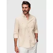 Moška lanena srajca REGULAR FIT - krem