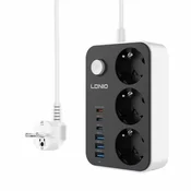 Produzni kabl LDNIO SE3631C 3 uticnice 3xUSB 3xPD beli 2m