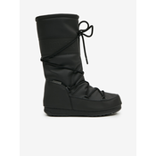 Black Womens Moon Boot High Rubber Snow Boots