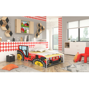 Otroška postelja Tractor - 80x160 cm - rdeča