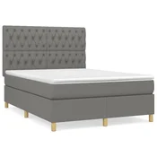 Vidaxl Box spring posteljni z vzmetnico temno siv 140x190 cm blago