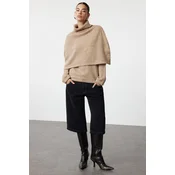 Trendyol Mink Soft Textured Poncho Knitwear Sweater