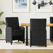 vidaXL Jedilni stoli s kolesi 2 pcs Črna 58 x 67 x 97 cm Žamet