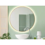 Okroglo LED ogledalo 60 cm zlate barve v aluminijastem okvirju