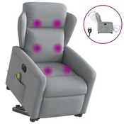 Vidaxl vidaXL Električni dvižni masažni stol, svetlo siv