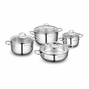 Stainless steel cooking pot set, 8 pieces, Perla - Korkmaz