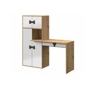 Uredski stol Akron N101 S vratima, S ladicama, 82x151x50cm, Craft hrast, Sjajno bijela