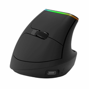 Delux Delux Ergonomska vertikalna brezžična miška RGB – akumulatorska