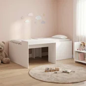 Krevet za djecu s visokim okvirom i stolom Bijela 90 x 200 cm