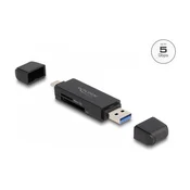 Delock čitalnik kartic SuperSpeed USB 5 Gbps USB Type-C™/Type-A za pomnilniške kartice SD in Micro SD