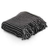 Greatstore Pregrinjalo iz bombaža kvadrati 125x150 cm črno