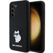 Karl Lagerfeld Etui Karl Lagerfeld Silicone Choupette Metal Pin za Samsung Galaxy S24 - črno