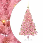 Vidaxl Umjetna preddekorirana božićna jelka Roza 120 cm PVC