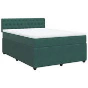 Vidaxl Box spring postelja z vzmetnico temno zelen 140x190 cm žamet