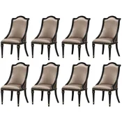 Casa Padrino luxury baroque dining chair set of 8 silver/black/gold - Magnificent baroque style kitchen chairs - Baroque dining room furniture - Luxury furniture baroque style