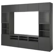 BESTA TV komb.odlaganje/staklena vrata, tamnosiva Lappviken/Sindvik tamnosiva, 300x42x231 cm