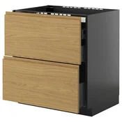 METOD / KNIVSHULT Pod.elem.grej.ploca/2front/3fiok, Crnosiva/Voxtorp im. hrastovine, 80x60 cm