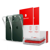 Optishield Ultimate Paket dveh prozornih ovitkov in zaščitnih stekel (2x opticase, 2x optishield, 1x 3-pack krpic)