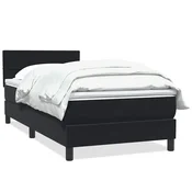 Vidaxl Box spring postelja z vzmetnico črna 90x210 cm žamet