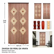 KMT Zavesa za vrata od drvenih perli, 120x235 cm