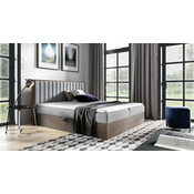 Boxspring postelja Wood 4 - 140x200 cm - temni hrast
