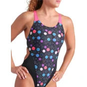 Arena performance funny prints tech back black/shocking pink xxs -