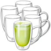 shumee Wilmax dvostenski termični kozarci z ročajem | komplet 6 kozarcev za latte macchiato | komplet 6 kozarcev za latte macchiato | kozarci za kapučino z ročajem | kozarci za kavo