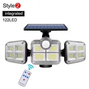 KJB Solarna zunanja svetilka s senzorjem gibanja, 122 LED, vgrajen panel, IP65