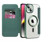 Etui SmartMag Book z Magsafe tehnologijo in RFID denarnico za iPhone 14 Plus - green