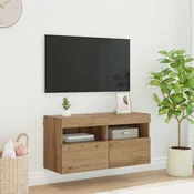 TV zidni ormar s LED svjetlima Umjetnicki hrast 80 x 30 x 40 cm
