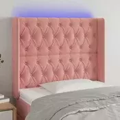 LED uzglavlje ružicasto 93x16x118/128 cm baršunasto
