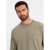 Ombre Mens LOOSE FIT cotton t-shirt with round neckline - khaki